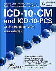 ICD-10-CM and ICD-10-PCS Coding Handbook 2024 With Answers Book Cover